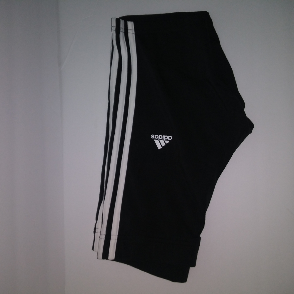 adidas Black Bike Shorts with White Side Stripes